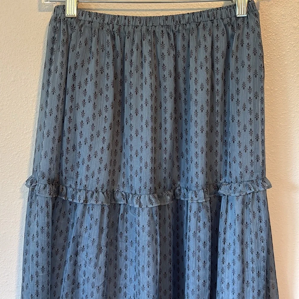 Anthropologie Sunday in Brooklyn Maxi Skirt Blue Tiered Small
